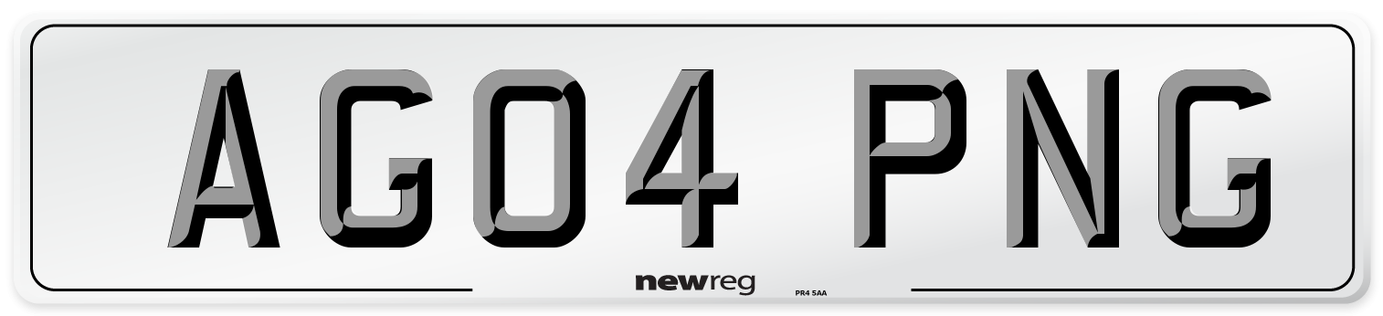 AG04 PNG Number Plate from New Reg